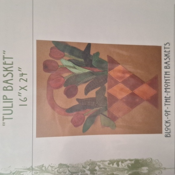 Wild Thymes Pattern Co Original Wool Heirloom Creation "Tulip Basket" 16"×24" - Picture 1 of 8